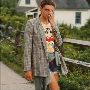 NWT Maeve Anthropologie Lilith Plaid Oversized Double Breasted Blazer Jacket